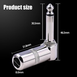 6 Pack Audio 90 Degree Right Angle Plug,Kiwinvou 1/4 Inch 6.35mm Heavy Duty TS Mono Male Solder Type Jack Connector for Speaker Cables Guitar Cables Microphone Cables