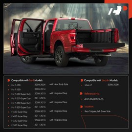 A-Premium Rear Tailgate Hinge Assembly Compatible with Ford F-150 F150 2004-2014, F-250 F-350 F-450 F-550 Super Duty 2008-2016 & Lincoln Mark LT 2006-2008, Left Driver Side, Replace# 4L3Z-83430B39-AA