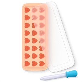 Heart Ice Cube Tray Ice Cube Tray with Lid - 24 Cavity Heart Candy Mold Silicone Ice Tray with Lid - Heart Shaped Ice Cube Trays Ice Cube Molds for Cocktails - Ice Ball Trays for Freezer Silicone Mold