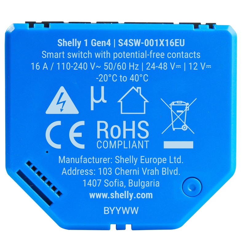 SHELLY 4 x 16A Wifi Bluetooth Relay 1 Gen4 Blue