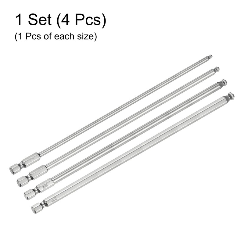 sourcing map 4pcs Ball End Hex Screwdriver Bit Set 3mm-6mm