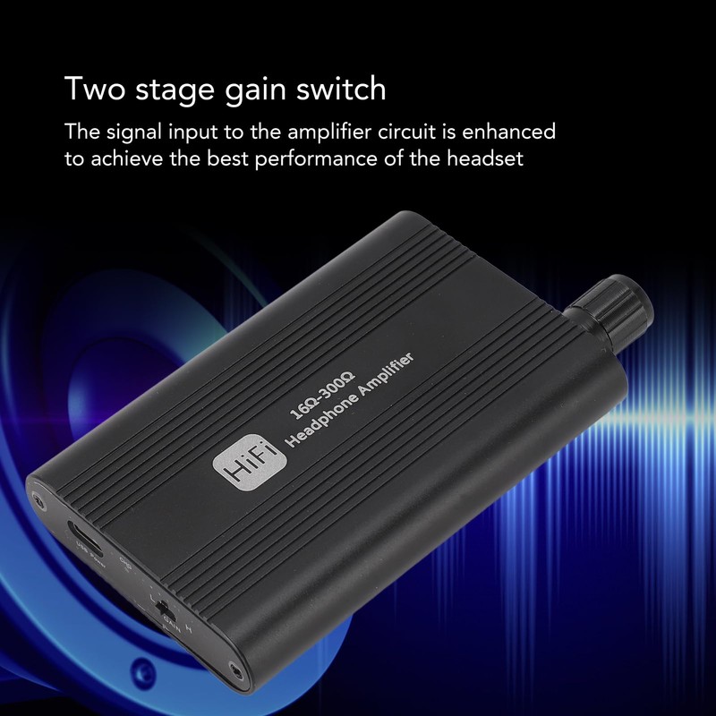 Headphone Amplifier, 16-300Ω HiFi Headphone Amplifier with 2 Stage Gain