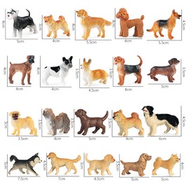 AAGWW Realistic Animal Pet Dog Animal Model Miniature Animal Model Toy Ornament Shepherd Dog Gift(Package includes: 20pcs pet dog models set)