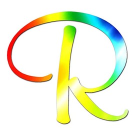 Mural Cursive Font R Initial - Vinyl Decal Sticker - 4" x 3.75" - Tie Dye