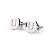 Mens Initial Silver Cufflinks A-Z Alphabet Letter Steel Cuff Links