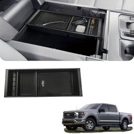 AZGaea Compatible with 2015-2020 Ford F150 Center Console Organizer, Armrest Insert Storage Accessories OEM Fit for 2015-2020 F150, 2017-2022 F250, F350, F450, 2018-2024 Expedition, Bucket Seats Black