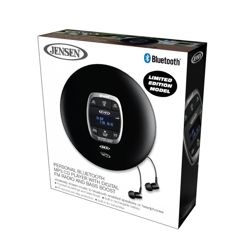 Jensen Portable CD Player Bluetooth 5.0 for Car with FM
