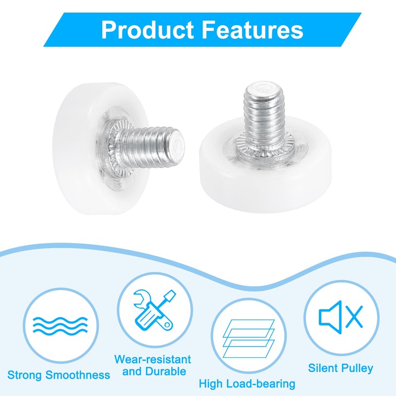 uxcell 6 Pack Drawer Rollers, 19mm Plastic Drawer Pulley Sliding
