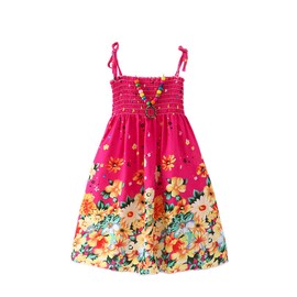 Girls Dress Kids Floral Sundress Ruffle Bohemian Dress Summer Casual Dress One Piece Slip Dress Flower Rose US 7-8T
