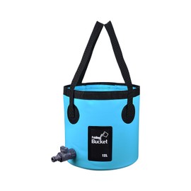 iGreely Folding Bucket, 12L Handy Folding Bucket, Easy to Clean with Tap - Perfect for Plumbing, Cleaning, Camping, Hiking, Fishing (Blue, 12L)