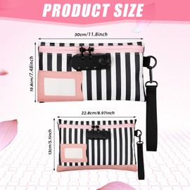 LEIFIDE 2 Pack Money Bag with Lock and Locking Pouch Cash Bag Locked Pencil Pouch Bank Bag with Combination Lock for Credit Cards Notary Supplies, 11.8 x 7.9 Inch and 9 x 5.1 Inch(Pink)