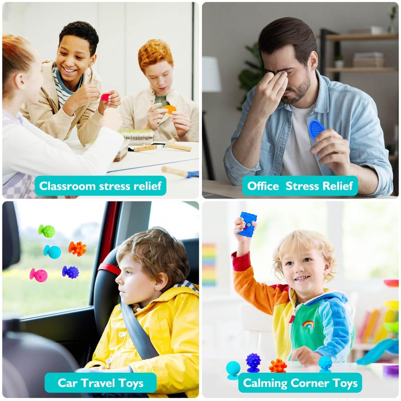 Fidget Toys Sensory Stone for Kids: 20 Pack Textured Soft