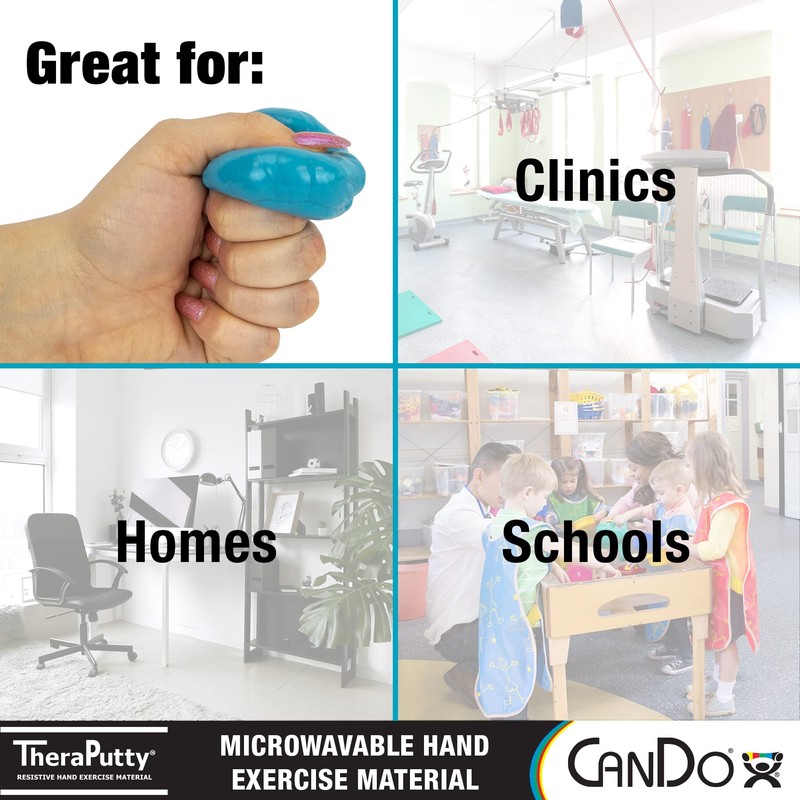 CanDo 300869 Microwavable TheraPutty Exercise Material, Blue, Firm, 6oz