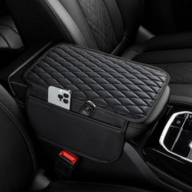 OYBGRZ Funda reposabrazos coche, Fundas de consola central de piel para coches,Cuero napa, con bolsillo lateral de almacenamiento, Protector de...    