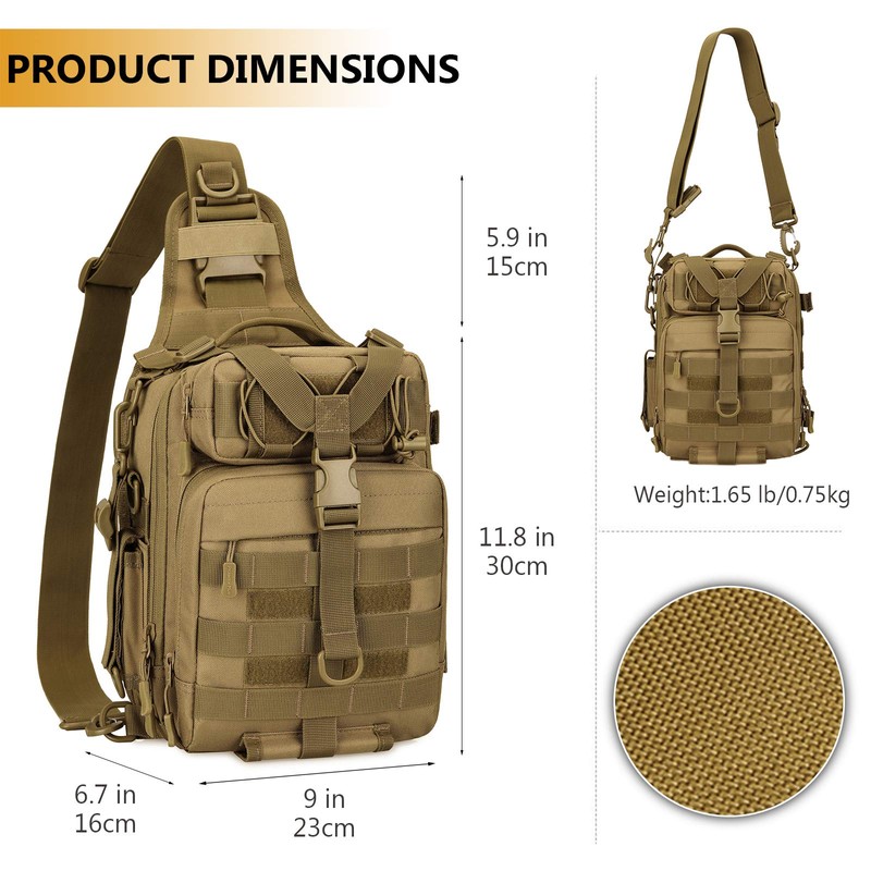 Protector Plus Tactical Sling Bag Military MOLLE Crossbody Pack Chest