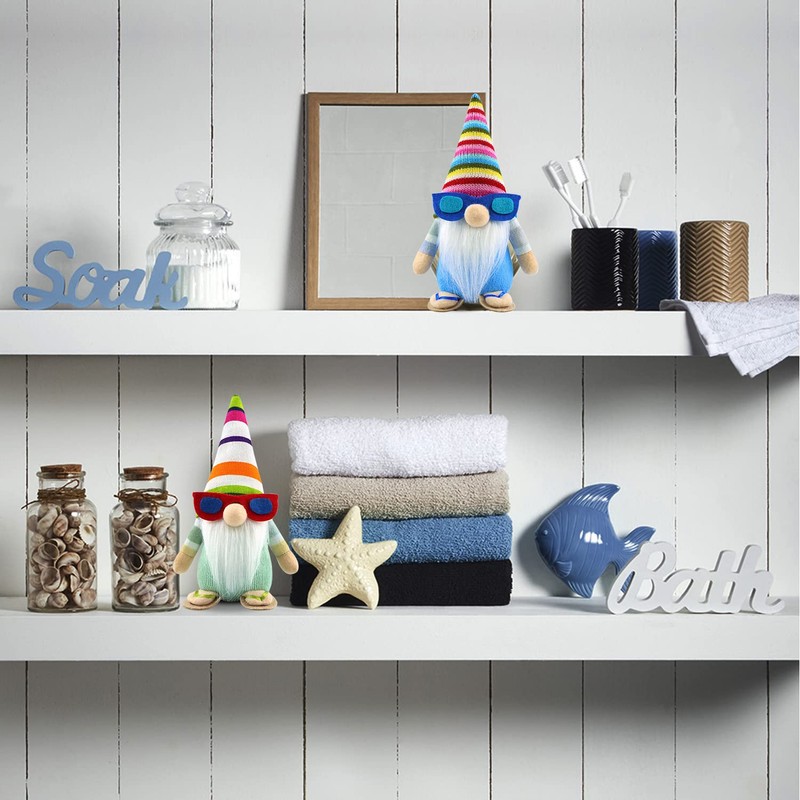 Godeufe Set of 2 Summer Beach Gnome Figures Spring Decoration