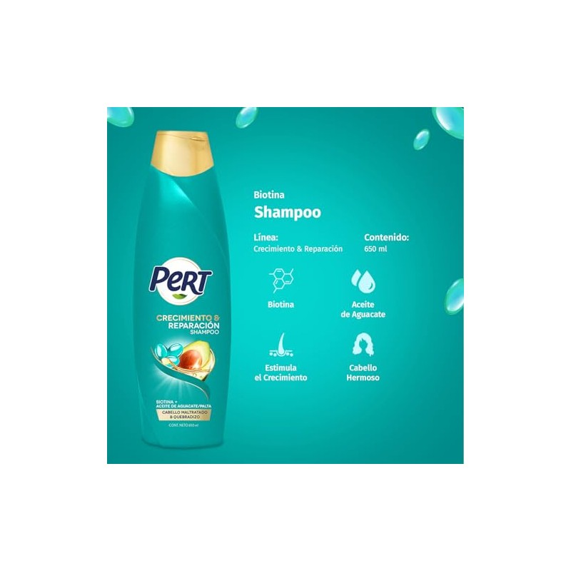 PERT, Shampoo Biotina y Aguacate | Repara el cabello maltratado