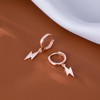 Reffeer Solid 925 Sterling Silver Lightning Bolt Drop Hoop Earrings