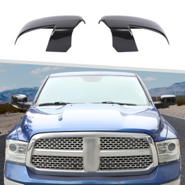Jimen Fit for Dodge Ram 2011-2017, 2PCS Driver Side & Passenger Side Mirror Cover Caps (Carbon Fiber)