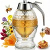 Glass Honey Dispenser No Drip with Stand, Glass Honey Jar,
