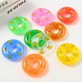 Mini Tube Kids Swimming and Bath Toy: Small Swim Ring with Yellow Duck Accessory Free Size/Transparent 100ea