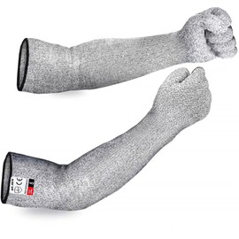 [Wlikn] Work Gloves Blade-Proof Arm Cover Sleeve [HPPE Grade 5 Blade-Proof, Left and Right Set] Cut Resistant Arm Cover Blade Proof Long Gloves Safety Protection Farm Work Disaster Prevention Unisex