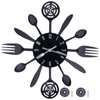 Black Kitchen Wall Clock Removable Modern Cutlery Kitchen Spoon Fork