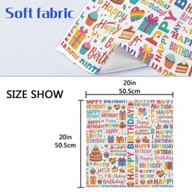 ALAZA Kitchen Cloth Napkins Set of 6, Colorful Happy Birthday Quote Soft Durable Polyester Dinner Table Napkins for Home Holiday Party Wedding 20 x 20 Inch