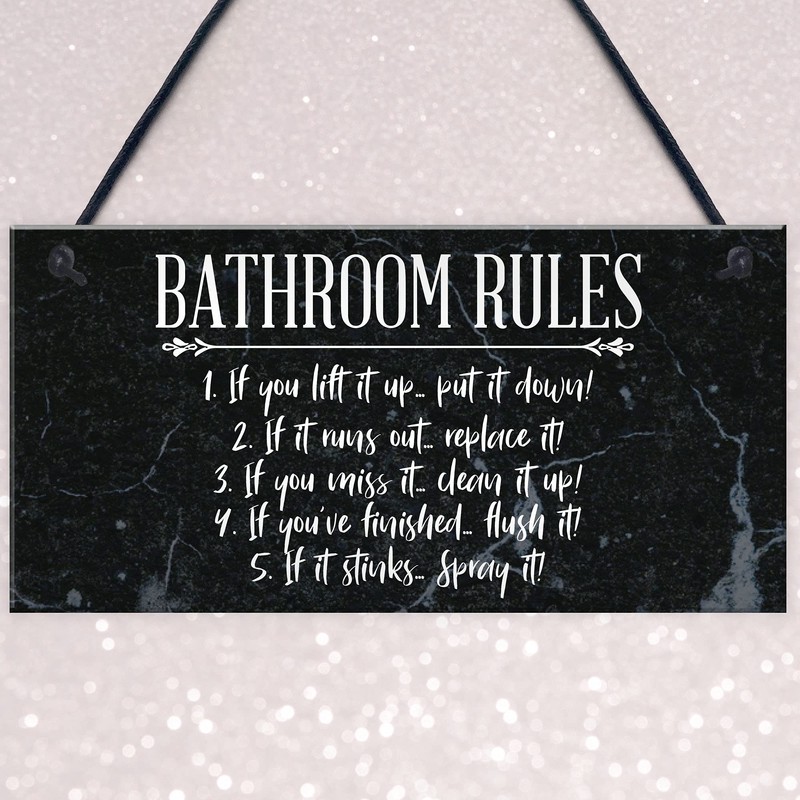 RED OCEAN Bathroom Rules Marble Theme Home Decor Bathroom Toilet
