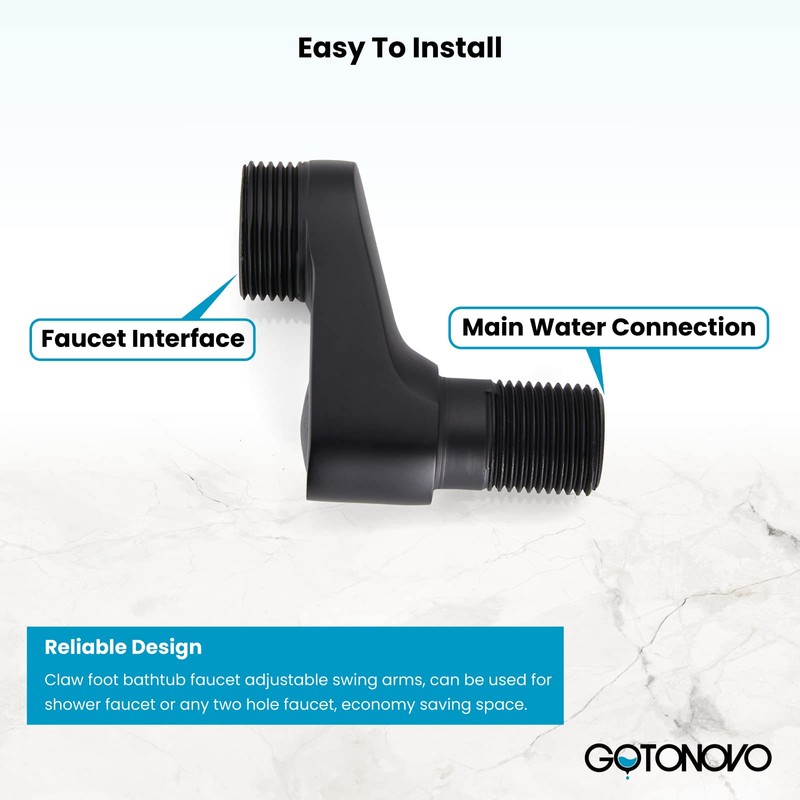 gotonovo Clawfoot Tub Adapter 3-3/8 Inch Adjustable Swing Arms for