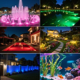 T-SUN Submersible LED Pond Lights, 3 Lightheads with Remote Control