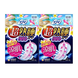 Sofi Super Sleep Guard, Cool Skin, 12.2 inches (360 cm), Especially Heavy Days Night, With Wings, 14.2 inches (36 cm), Pack of 2 x 12 Packs