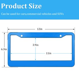Car License Plate Frame, 2PCS Matte Waterproof Front and Rear License Plate Frames/Covers with Anti-Theft Screws Caps Set Universal for Most Cars, SUV, Pickup, Truck, Auto Accessories (Blue)