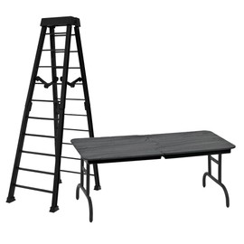 Large Breakable Black Ladder & Black Breakable Table for Wrestling Action Figures