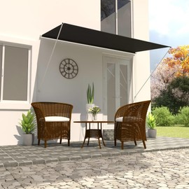 LJLB Provides Shade with Retractable Awning, Adjustable Height and Angle, Weather-Resistant Fabric, Anthracite, 137.8" x 59.1"