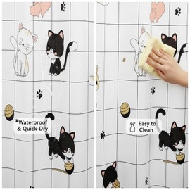 huipinghu Shower Curtain, Cats, 180 x 180 cm (71 x 71 Inch)