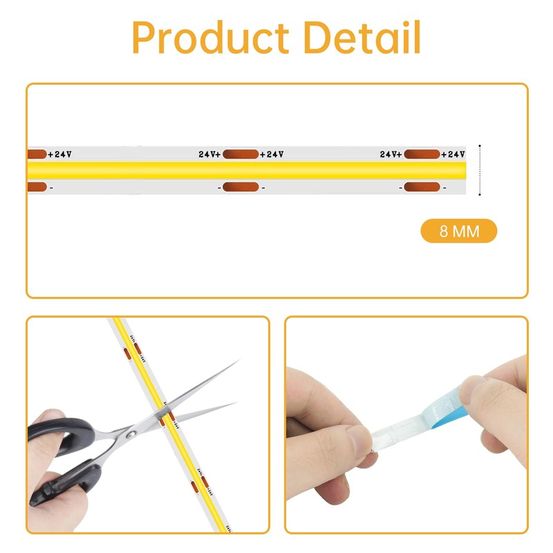 PSTAR COB LED Strip 2700 K, 5 m Dimmable 24
