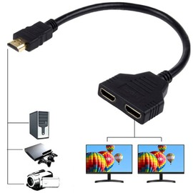 HDMI Splitter Adapter Cable HDMI Male 1080P to Dual HDMI Female 1 to 2 Way HDMI Splitter Adapter Cable for HDTV HD, LED, LCD, TV, Support Two TVs at The Same Time