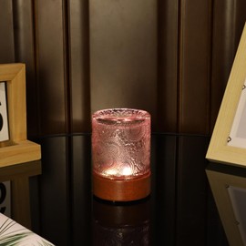 CZSHCKJYXGS Small Battery Operated Light with Timer,Adult Night Lights for Bedroom,Mini Lamp for Lndoor Use in Bathroom, Hallway,Glass Light Lamp (Pink)