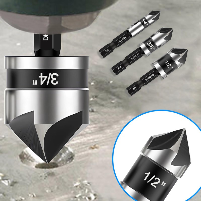 Countersink Drill Bit Set 5-Piece, M2 HSS, 82 Degree, 5
