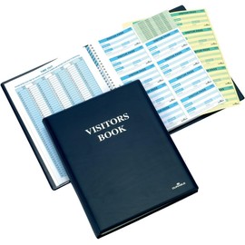 Durable 146500 Visitor Book 300, Leather Look Cover, 300 Perforated 90 x 60 mm Visitor Badge Inserts
