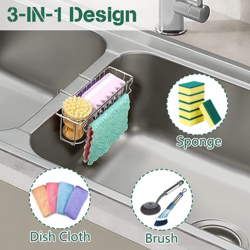 Kitchen Sponge Holder Stainless Steel Hanging Sink Caddy 3 in