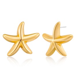 WOWORAMA Chunky Gold Starfish Earrings for Women Statement Starfish Stud Earrings Boho Ocean Sea Star Earrings Summer Beach Earrings Jewelry