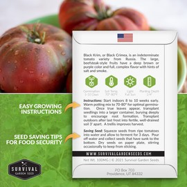 Survival Garden Seeds - Black Krim Tomato Seed for Planting - Packet with Instructions to Plant & Grow Delicious Fresh Slicing Tomatoes in Your Home Vegetable Garden - Non-GMO Heirloom Variety