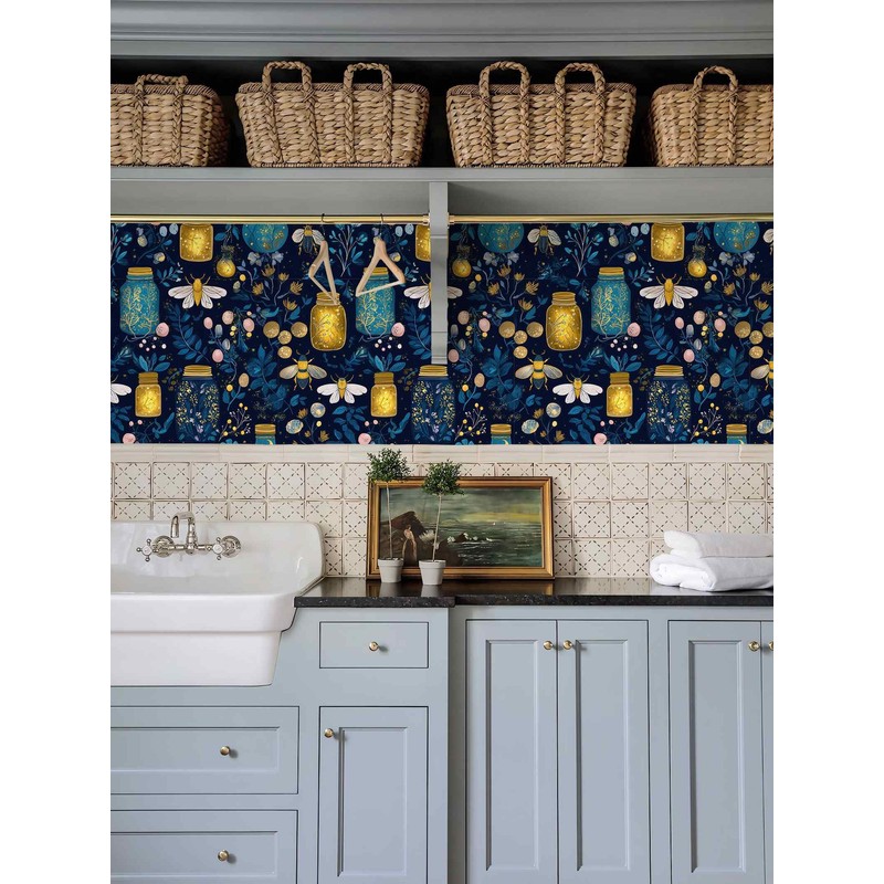 SuxiGlo Firefly Night Botanical Wallpaper Peel and Stick Wallpaper