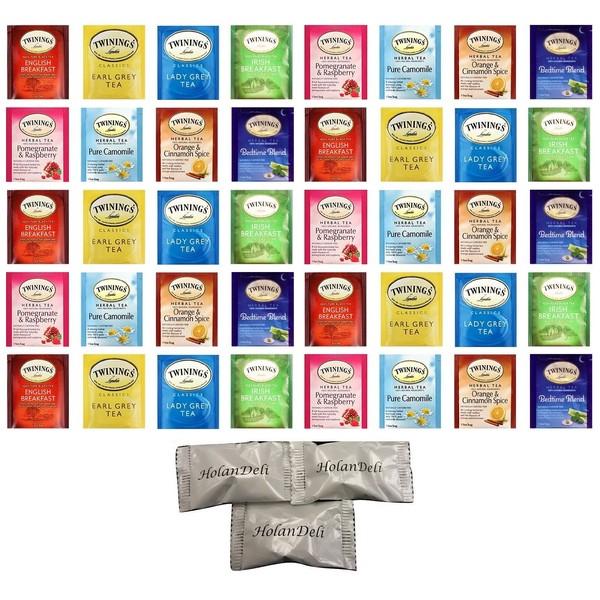(40 count) Assorted Herbal and Black Tea, Variety Pack(8 Flavors). Includes Our Exclusive HolanDeli Chocolate Mints.