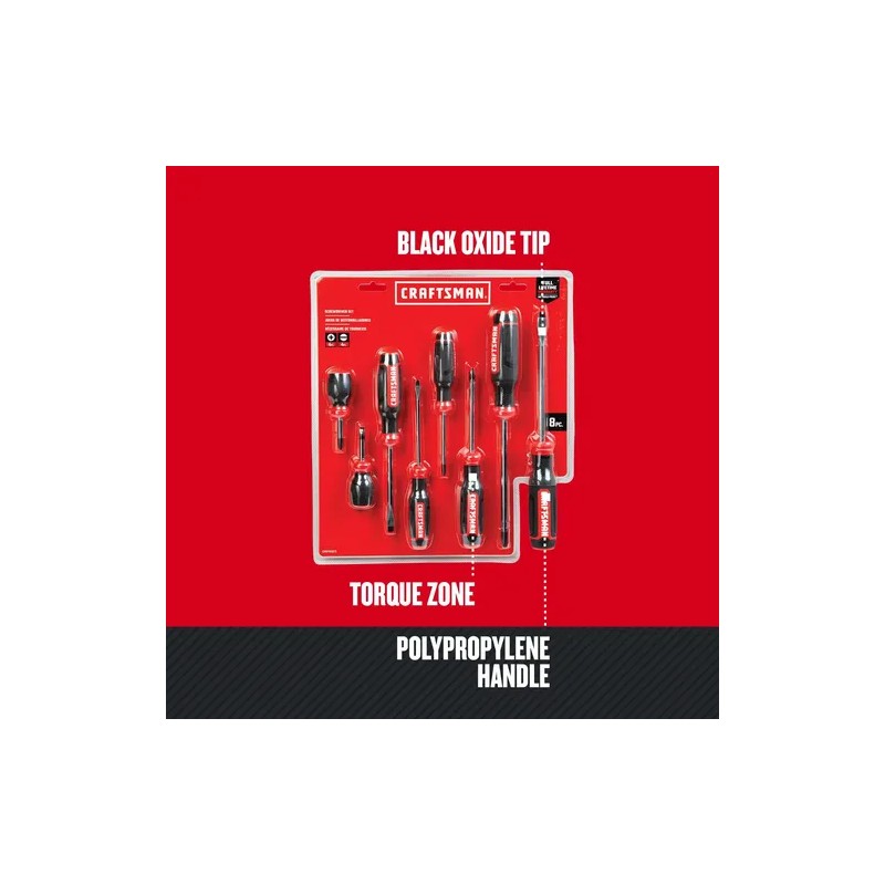 Destornillador Craftsman, Bimaterial, Juego De 8 Piezas (cmh