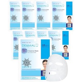 DERMAL Korea - 10 Mascarillas faciales: White Collagen Essence Mask | Paquete de 10 Mascaras Coreanas con Colágeno, Péptidos y Vitamina E, Hidratación y Antiedad