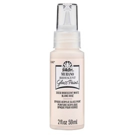 FolkArt Murano Iridescent Acrylic Glass Paint, White, Perfect for Indoor and Outdoor Arts and Crafts Projects, 2 fl oz, 36556