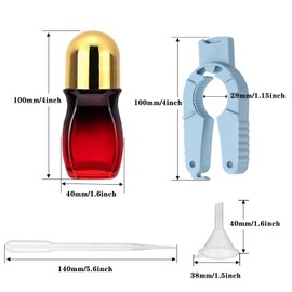 Hordolry 30ml Roller Bottles for Essential Oils, 3 Pack Glass Roll on Bottles with Gold Caps, Refillable Perfume Bottle with Plastic Roller Balls, Funnel, Droppers and Opener, Red
